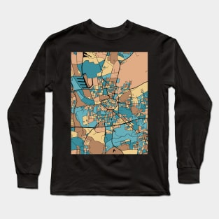 Dortmund Map Pattern in Mid Century Pastel Long Sleeve T-Shirt